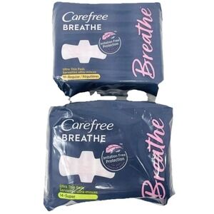 16 Regular Carefree Breathe Ultra Thin Pads + 14 Super w/ Wings